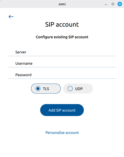 «Image: Configure SIP account»